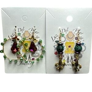 2 pairs of handmade Mardi Grass Earrings